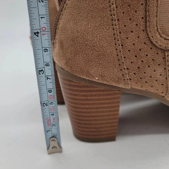 BIG BUDDA Open Toe Bootie Ankle Boots Womens Block Heel Tan Beige Zip Back 7.5 - Picture 6 of 10